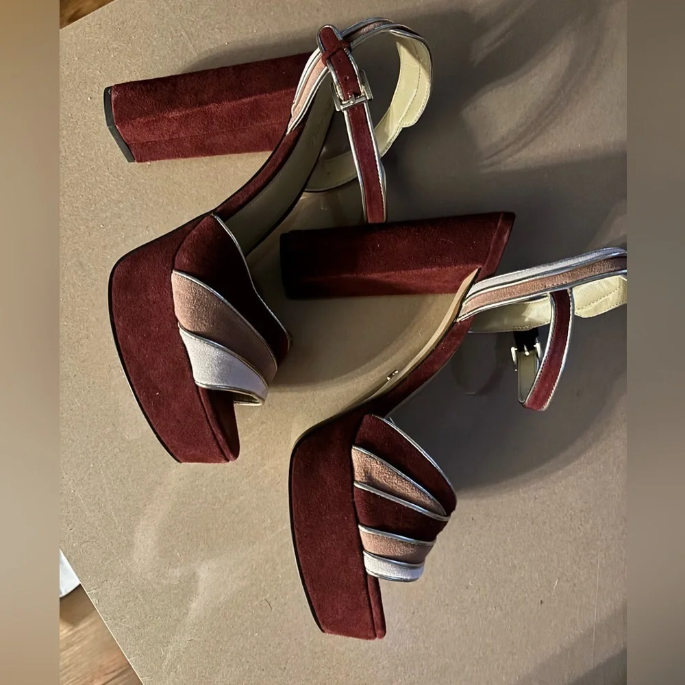 Michael Kors Burgundy and Blush Heeled Sandals Sz 9
